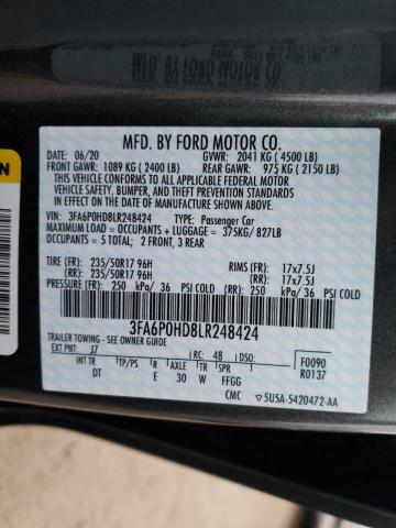 Photo 11 VIN: 3FA6P0HD8LR248424 - FORD FUSION SE 