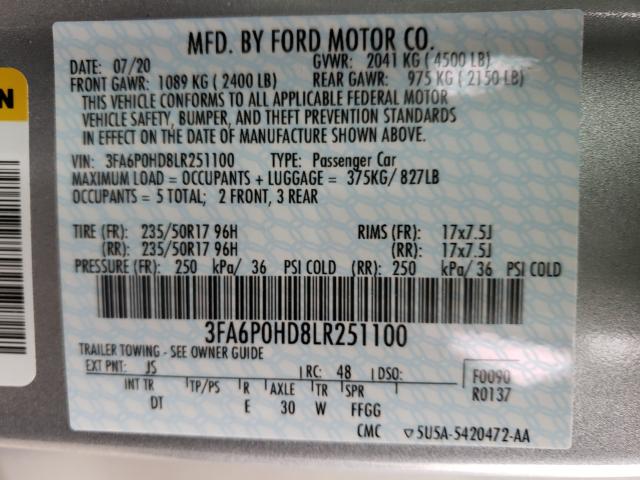 Photo 9 VIN: 3FA6P0HD8LR251100 - FORD FUSION SE 