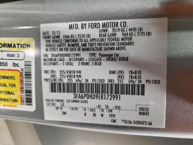 Photo 9 VIN: 3FA6P0HD9ER172991 - FORD FUSION SE 