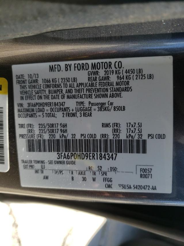 Photo 9 VIN: 3FA6P0HD9ER184347 - FORD FUSION SE 