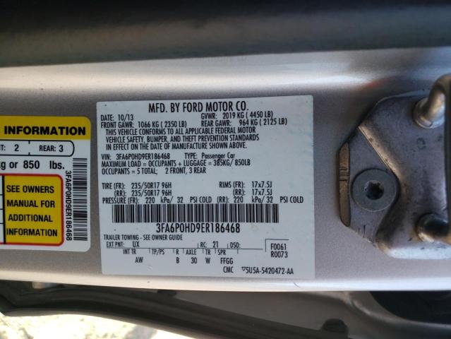 Photo 11 VIN: 3FA6P0HD9ER186468 - FORD FUSION SE 