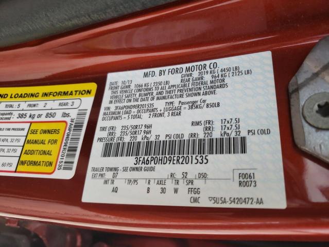 Photo 11 VIN: 3FA6P0HD9ER201535 - FORD FUSION 