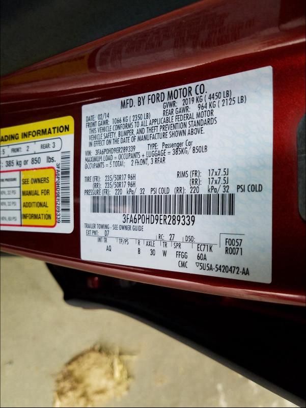 Photo 9 VIN: 3FA6P0HD9ER289339 - FORD FUSION SE 