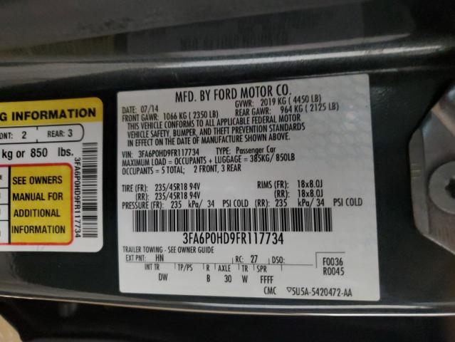 Photo 11 VIN: 3FA6P0HD9FR117734 - FORD FUSION 