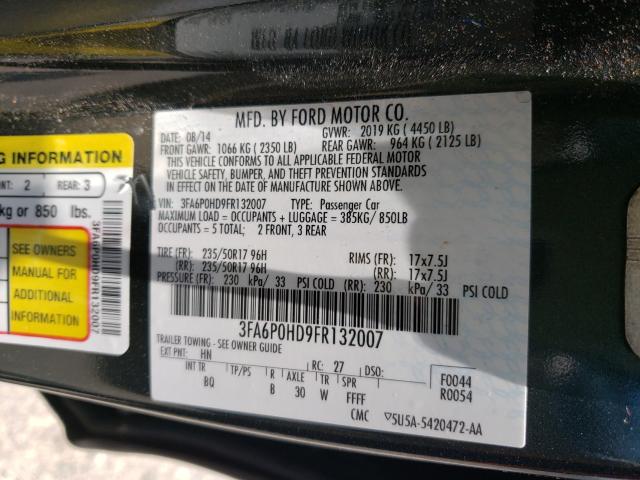 Photo 9 VIN: 3FA6P0HD9FR132007 - FORD FUSION SE 