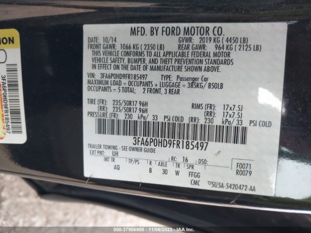 Photo 8 VIN: 3FA6P0HD9FR185497 - FORD FUSION 