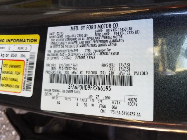 Photo 9 VIN: 3FA6P0HD9FR266595 - FORD FUSION SE 