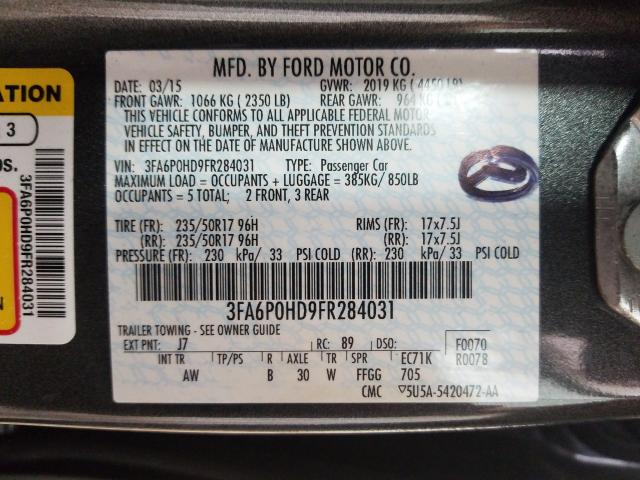 Photo 9 VIN: 3FA6P0HD9FR284031 - FORD FUSION SE 