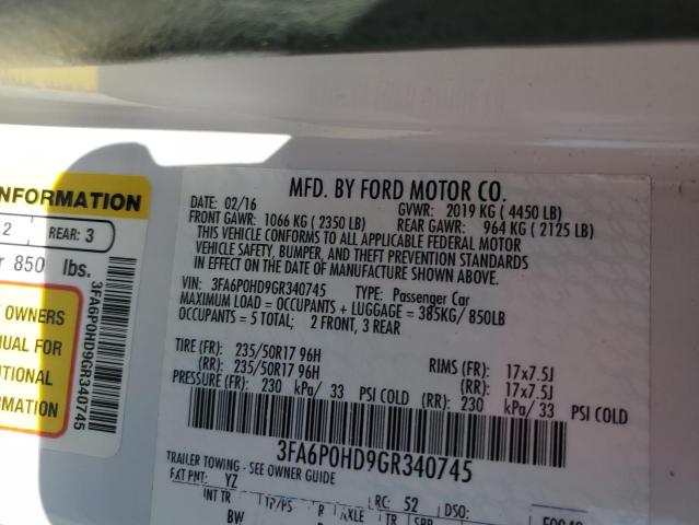 Photo 12 VIN: 3FA6P0HD9GR340745 - FORD FUSION 