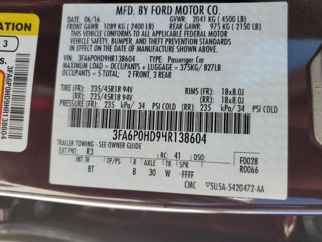 Photo 11 VIN: 3FA6P0HD9HR138604 - FORD FUSION 