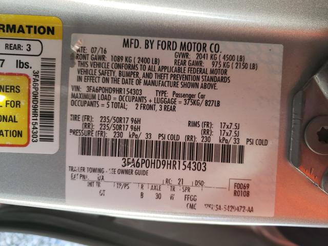 Photo 9 VIN: 3FA6P0HD9HR154303 - FORD FUSION SE 