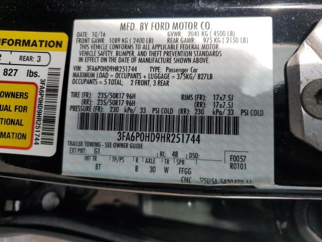 Photo 12 VIN: 3FA6P0HD9HR251744 - FORD FUSION SE 