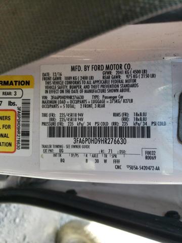 Photo 9 VIN: 3FA6P0HD9HR276630 - FORD FUSION SE 