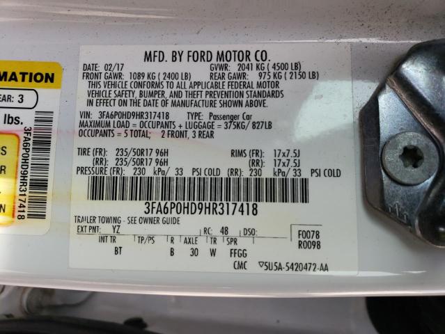 Photo 11 VIN: 3FA6P0HD9HR317418 - FORD FUSION 