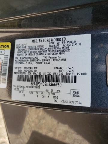 Photo 9 VIN: 3FA6P0HD9HR366960 - FORD FUSION SE 