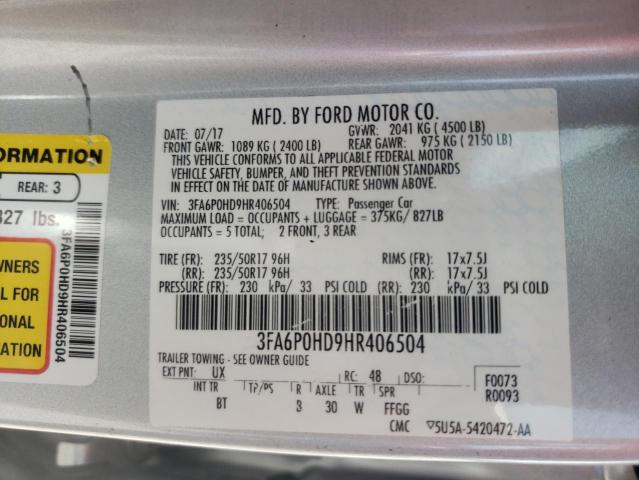 Photo 9 VIN: 3FA6P0HD9HR406504 - FORD FUSION SE 