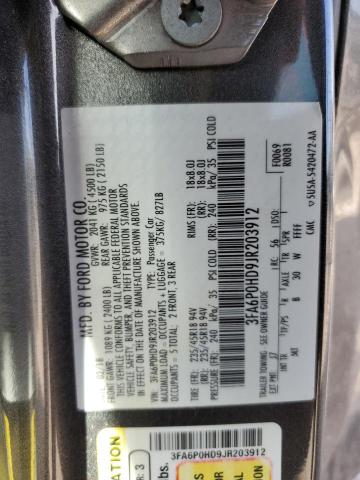 Photo 11 VIN: 3FA6P0HD9JR203912 - FORD FUSION SE 