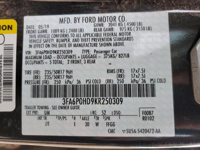 Photo 11 VIN: 3FA6P0HD9KR250309 - FORD FUSION SE 