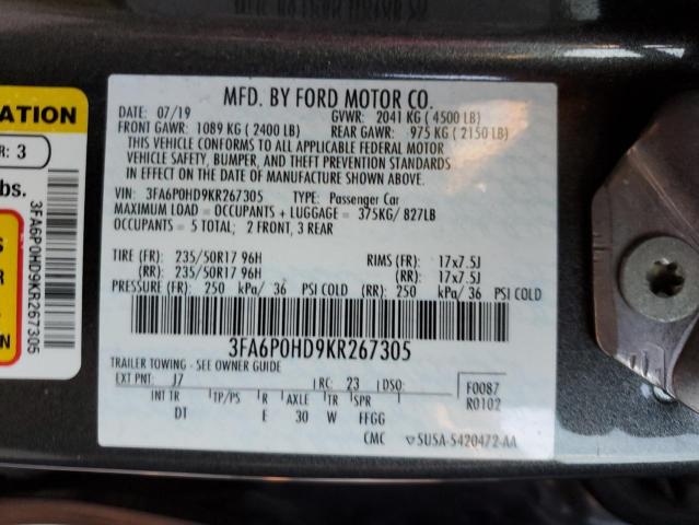 Photo 11 VIN: 3FA6P0HD9KR267305 - FORD FUSION 