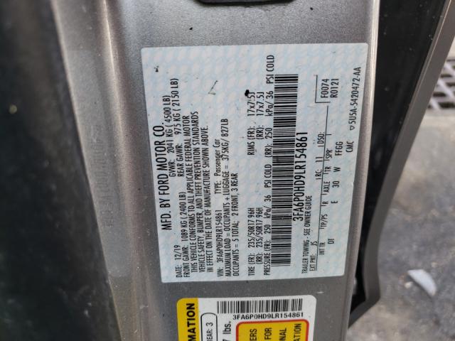 Photo 9 VIN: 3FA6P0HD9LR154861 - FORD FUSION SE 