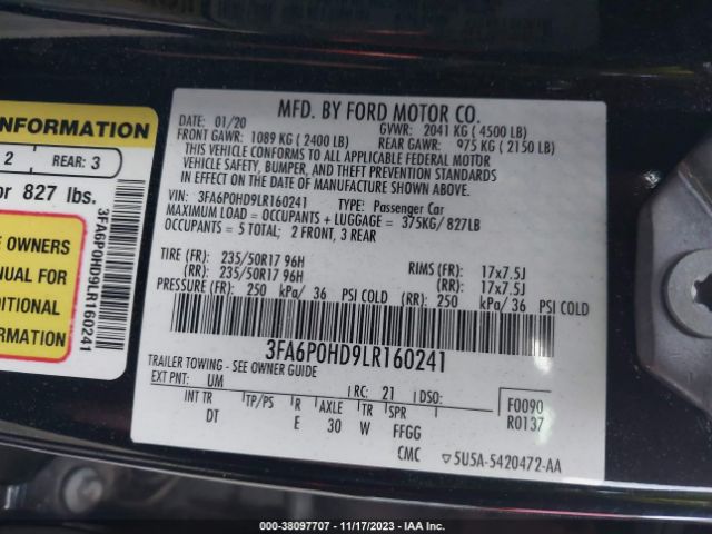 Photo 8 VIN: 3FA6P0HD9LR160241 - FORD FUSION 