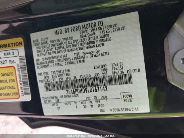 Photo 8 VIN: 3FA6P0HD9LR167142 - FORD FUSION 