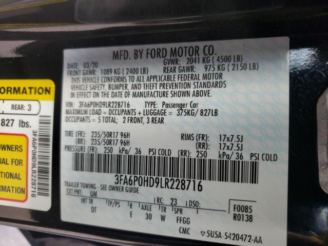 Photo 9 VIN: 3FA6P0HD9LR228716 - FORD FUSION SE 