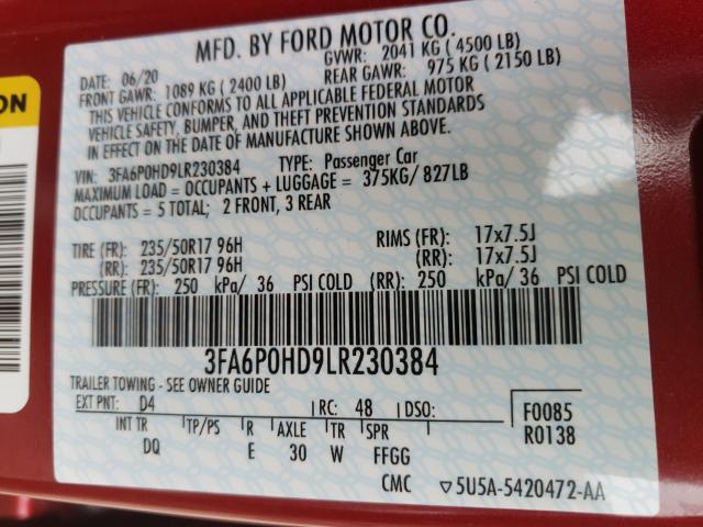 Photo 9 VIN: 3FA6P0HD9LR230384 - FORD FUSION SE 