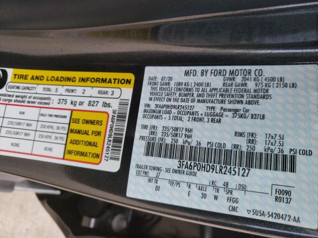 Photo 9 VIN: 3FA6P0HD9LR245127 - FORD FUSION SE 