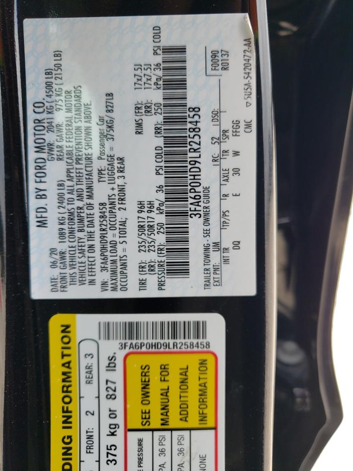 Photo 11 VIN: 3FA6P0HD9LR258458 - FORD FUSION 