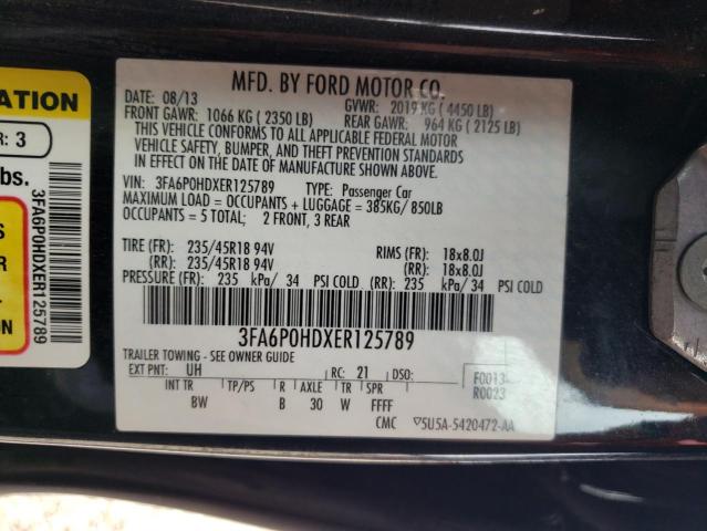 Photo 11 VIN: 3FA6P0HDXER125789 - FORD FUSION SE 