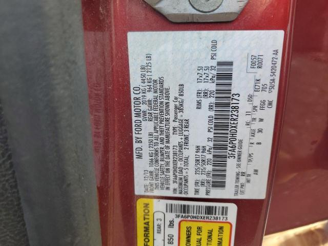 Photo 11 VIN: 3FA6P0HDXER238173 - FORD FUSION SE 