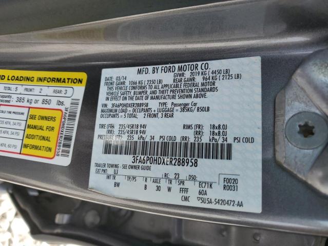 Photo 9 VIN: 3FA6P0HDXER288958 - FORD FUSION SE 