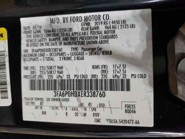 Photo 11 VIN: 3FA6P0HDXER338760 - FORD FUSION SE 