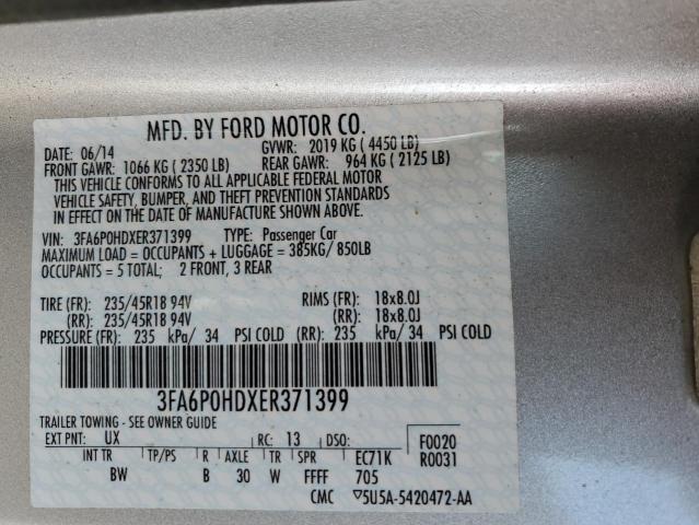 Photo 11 VIN: 3FA6P0HDXER371399 - FORD FUSION 