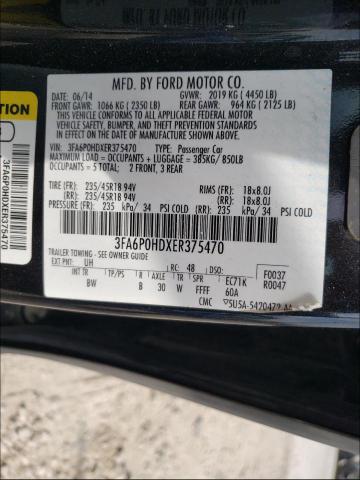 Photo 9 VIN: 3FA6P0HDXER375470 - FORD FUSION SE 