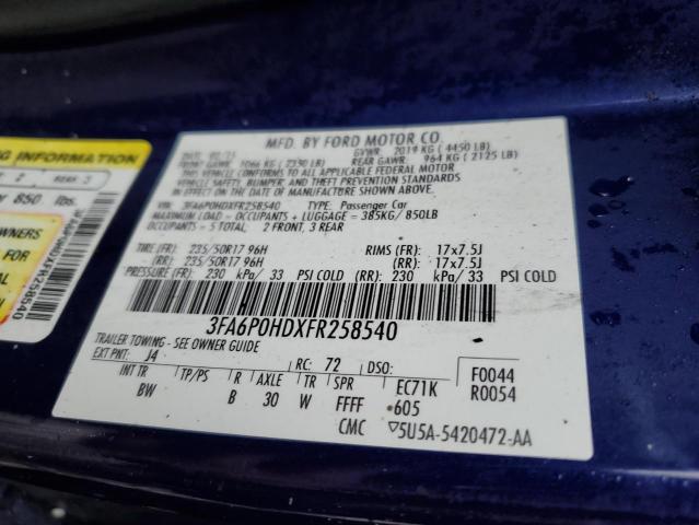 Photo 11 VIN: 3FA6P0HDXFR258540 - FORD FUSION SE 