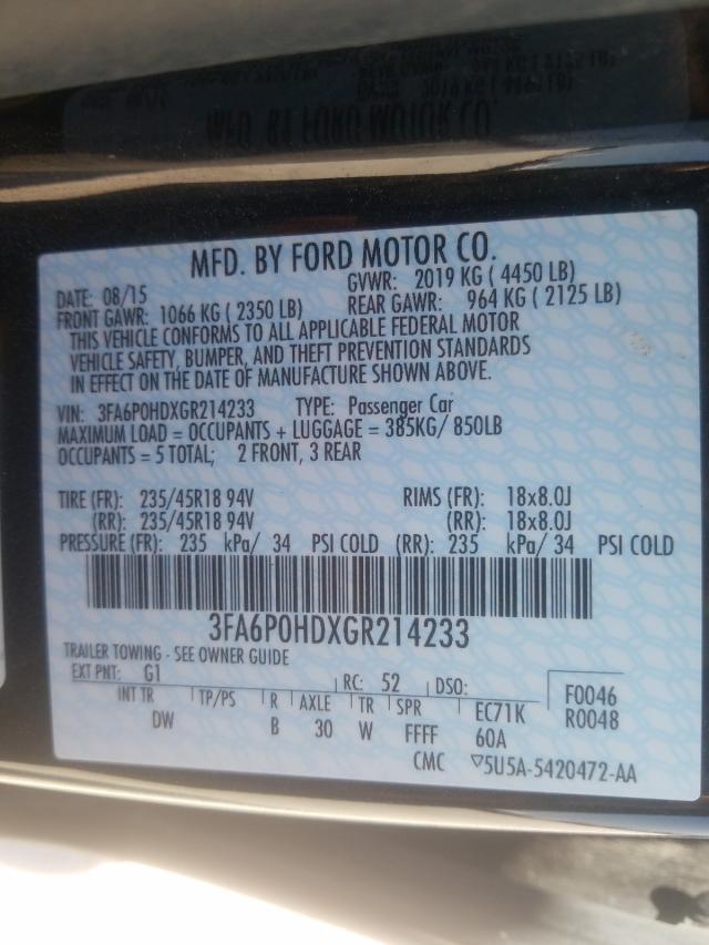 Photo 9 VIN: 3FA6P0HDXGR214233 - FORD FUSION SE 