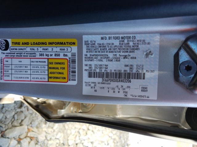 Photo 9 VIN: 3FA6P0HDXGR403206 - FORD FUSION SE 