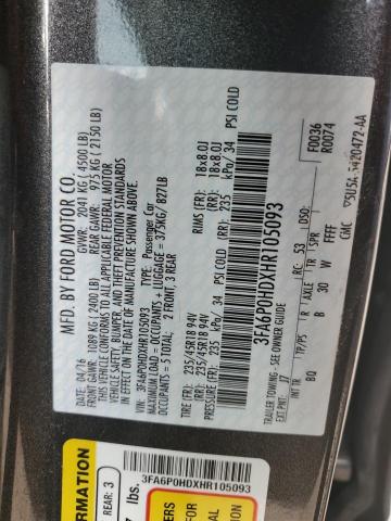 Photo 11 VIN: 3FA6P0HDXHR105093 - FORD FUSION 