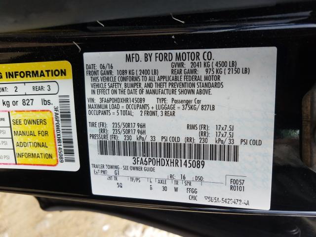 Photo 9 VIN: 3FA6P0HDXHR145089 - FORD FUSION SE 