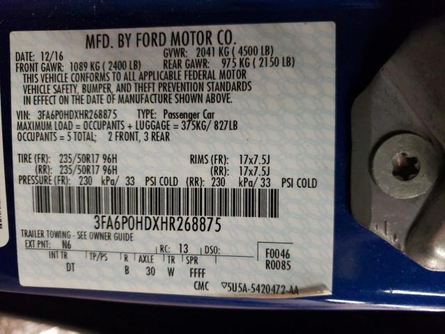 Photo 9 VIN: 3FA6P0HDXHR268875 - FORD FUSION 