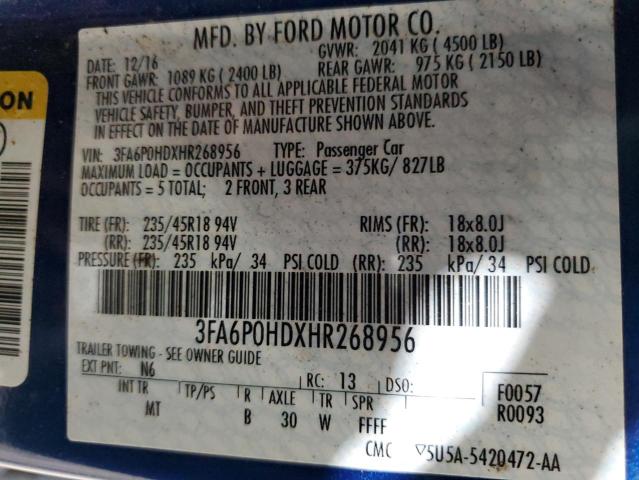 Photo 12 VIN: 3FA6P0HDXHR268956 - FORD FUSION SE 