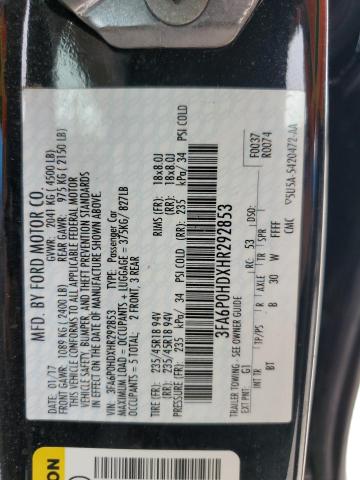 Photo 11 VIN: 3FA6P0HDXHR292853 - FORD FUSION 