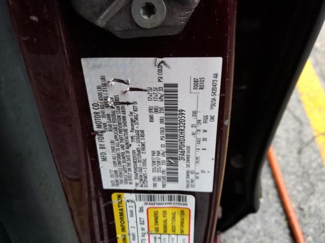 Photo 11 VIN: 3FA6P0HDXHR320599 - FORD FUSION SE 