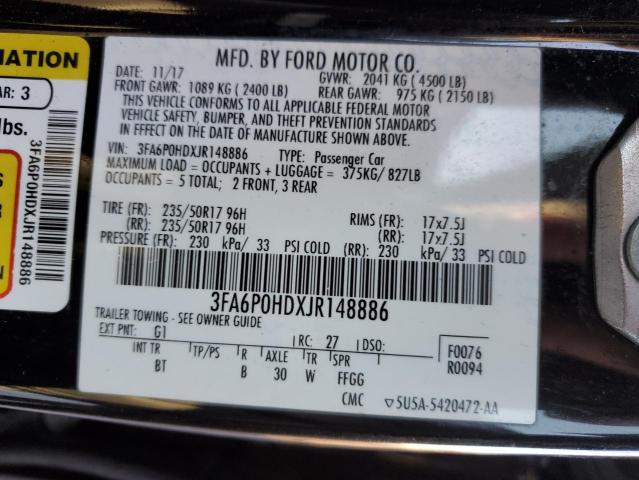 Photo 11 VIN: 3FA6P0HDXJR148886 - FORD FUSION SE 