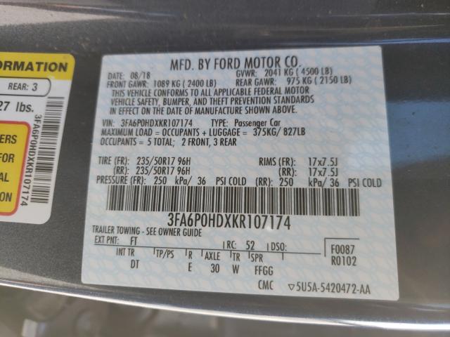 Photo 9 VIN: 3FA6P0HDXKR107174 - FORD FUSION SE 