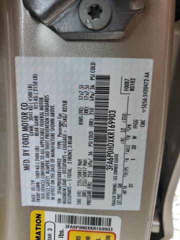 Photo 12 VIN: 3FA6P0HDXKR169903 - FORD FUSION SE 