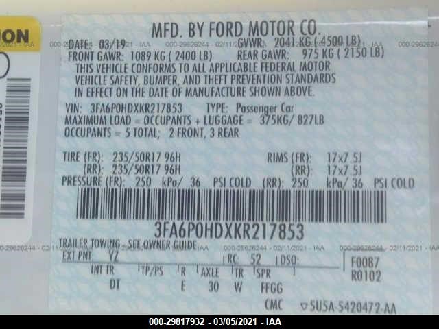 Photo 8 VIN: 3FA6P0HDXKR217853 - FORD FUSION 