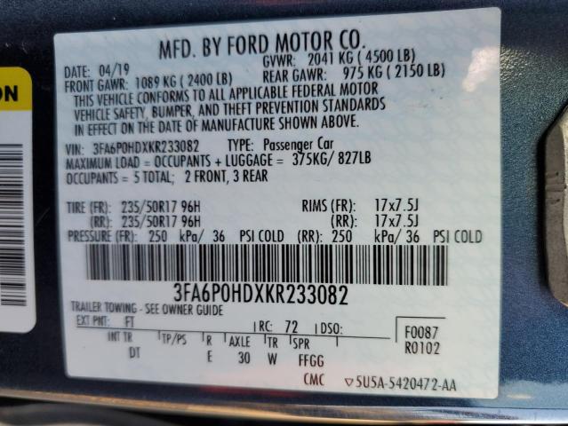 Photo 11 VIN: 3FA6P0HDXKR233082 - FORD FUSION SE 